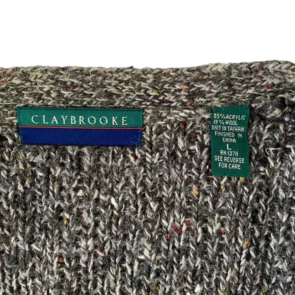 Claybrooke Button Up Cardigan Sweater Gray Men's Large
